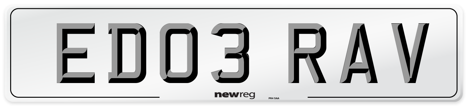 ED03 RAV Number Plate from New Reg